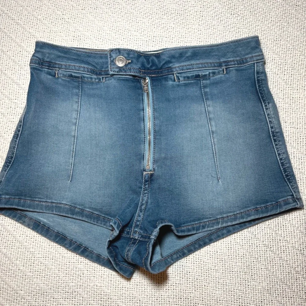 We The Free People Womens Blue Denim High Rise Exposed Zip Shorts Size 27